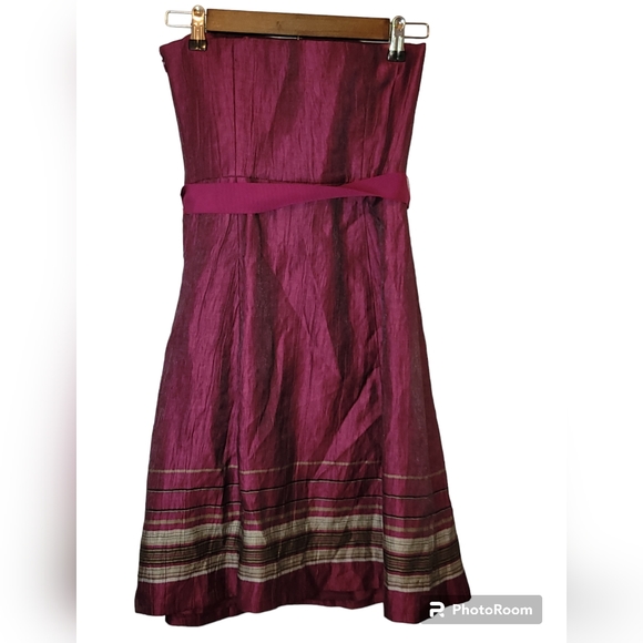 Ann Taylor Loft Petites Fuchsia Linen Blend Strapless Dress Size 0P - Picture 2 of 4